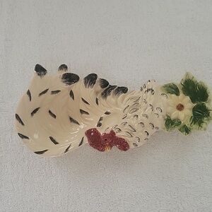 Vintage Ceramic Chicken Spoon Holder 10" Tall 5" At Top Beautiful Colors.